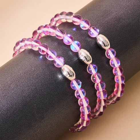 Cristal violet cosmique | Argent sterling .925 | Bracelet de perles de verre galaxie
